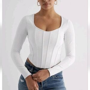 NWOT EXPRESS White Corset-Style Long Sleeve Blouse